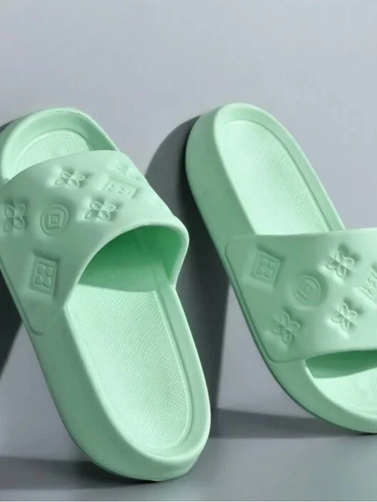 Mint Green Slide Sandals - Picture 2 of 4